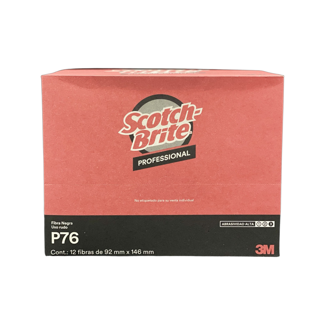Caja Fibra Negra P76 Scotch Brite con 12 Piezas