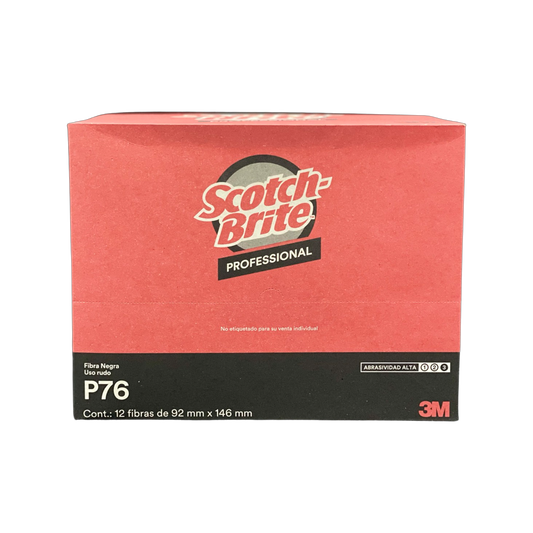 Caja Fibra Negra P76 Scotch Brite con 12 Piezas